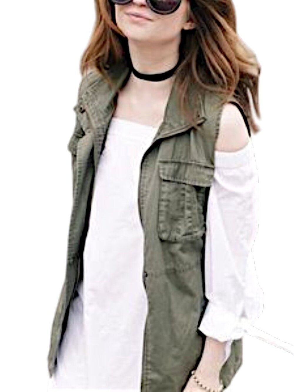 Nordstrom Tildon Cotton Utility Vest M Army Green Safari